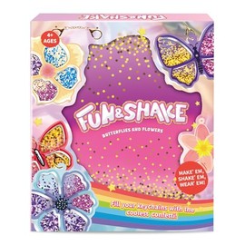 Artnedu Shake-its– Fun&Shake Kit de artesanato com Glitter para crianças, artes e artesanato DIY com chaveiros,Flowers & Butterflies,Creative Gift for Girls & Boys Ages 4, 5, 6, 7, 8, 9, 10