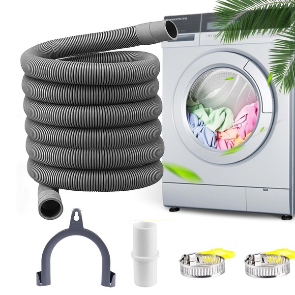 Niaetuto Washing Machine Hose 5m Hose Drain Hose Universal Extension Hose Dishwasher Hose Includes Bracket and Hose Clips for Washing Machine