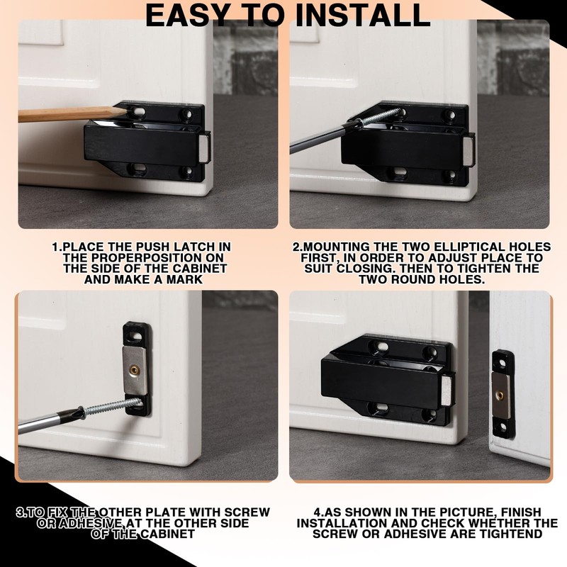 Zonon 8 Pack Magnetic Push Latch Heavy Duty Push to