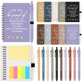 Honoson 20 Sets Employee Appreciation Thank You Gift Bulk Inspirational Mini Notebooks Sticky Notepad Motivational Ballpoint Pen for Volunteer Coworker Team Staff Nurse Teacher Students(Neutral Color)