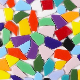 1 Pound Mini Irregular Enamal Mosaic Glass Tiles for Crafts Bulk Mosaic Supplies, Random Small Size Recycled Glass Broken for DIY (RB900)