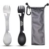 5-in-1 Tactical Spork, Stainless Steel Spoon, Fork, Knife, Bottle &