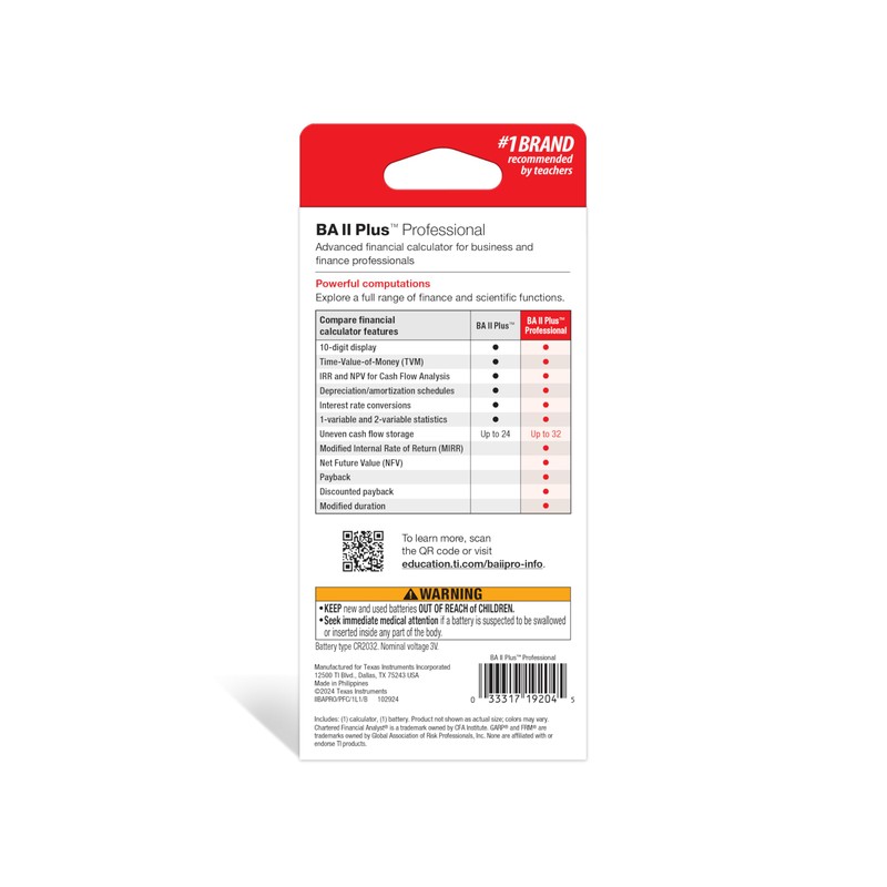 Texas Instruments BA II Plus Professional Financial Calculator