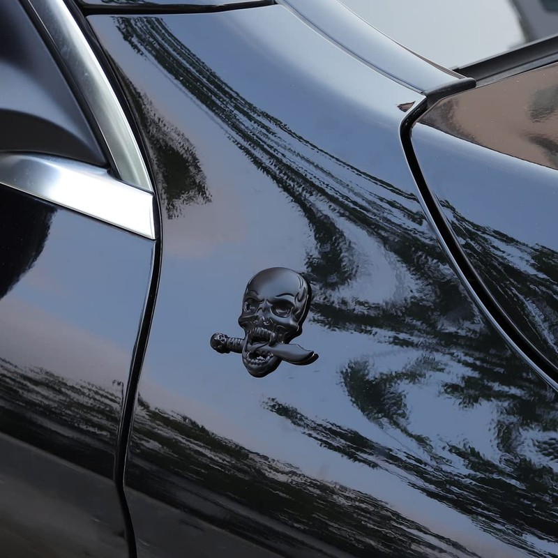 Pack of 2 Skull Emblem Logo Stickers for All Vehicles