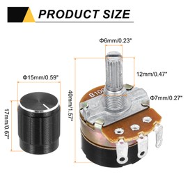 MECCANIXITY 6 Pack WH138 Potentiometer 100K Ohm Single-Joint Variable Resistors 3 Terminals Linear Taper Rotary with Knob Cap for Audio Volume Control