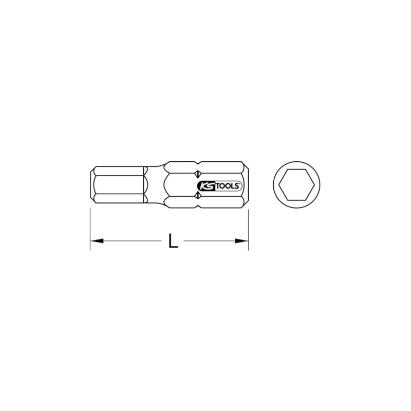 KS Tools 911.3571 1/4 Inch Classic Bit Hexagon Socket, 25