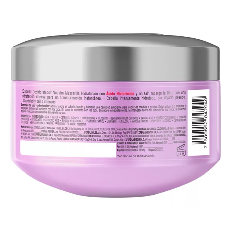 L'Oréal Paris Mascarilla Capilar L´oréal Paris Elvive Hidra Hialurónico 300g