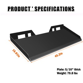 5/16 inch Thick Universal Quick Attach Mount Plate, Heavy Duty Skid Steer Mount Plate Attachment Easy to Weld or Bolt to Different Accessories