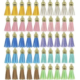 50 Pieces Keychain Tassel Tassels Pendants Key Ring Tassel Set Use for DIY Craft Supplies DIY Keyring Jewellery Making Craft Supplies Random Color