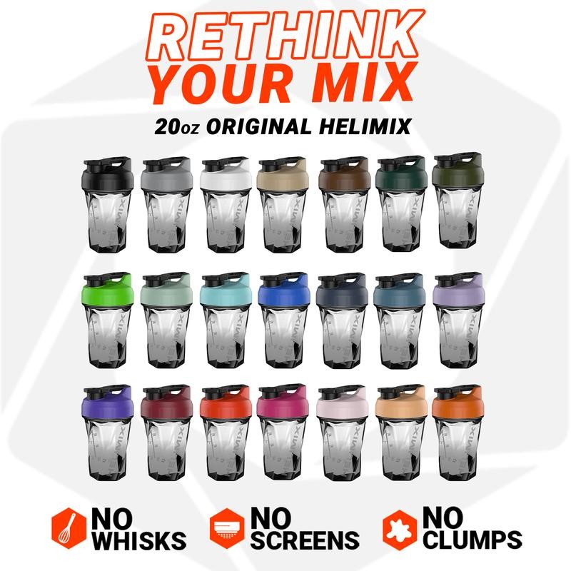 HELIMIX Blender Shaker Bottle Made in USA No Whisk Ball