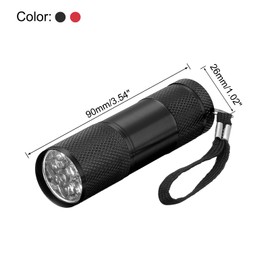 PATIKIL 9 LED Mini Flashlights, 2 Pcs Aluminum Pocket Flashlight Torch with Lanyard for Camping, Hiking, Outdoor Emergencies (Black, Red)