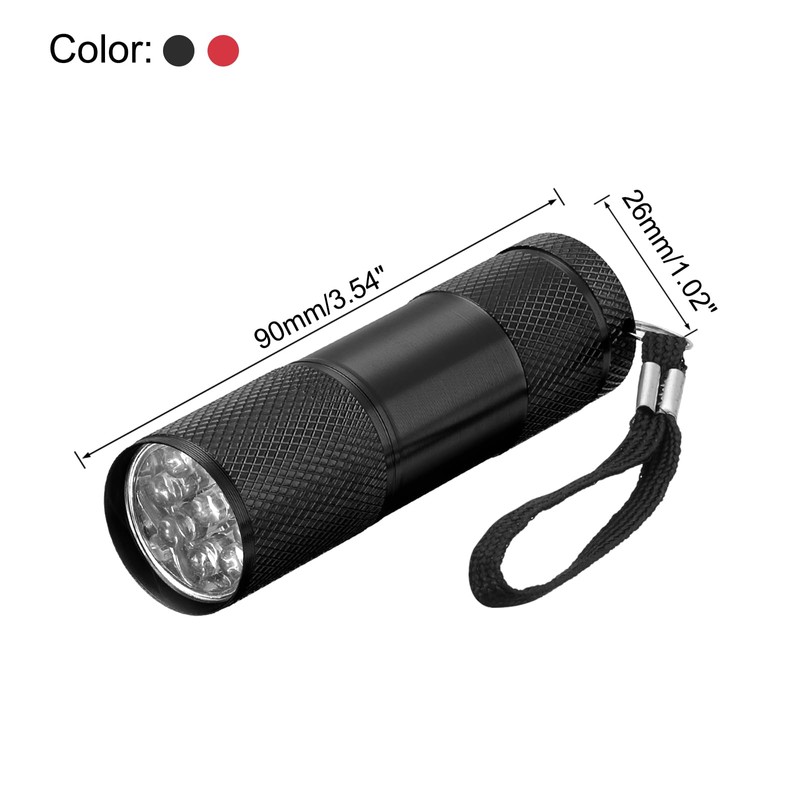 PATIKIL 9 LED Mini Flashlights, 2 Pcs Aluminum Pocket Flashlight
