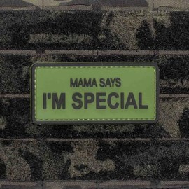 Shellback Tactical Mama Says I'm Special PVC Patch, 3.25" x 1.5", 3D Molded Polyurethane Rubber, Hook Backing