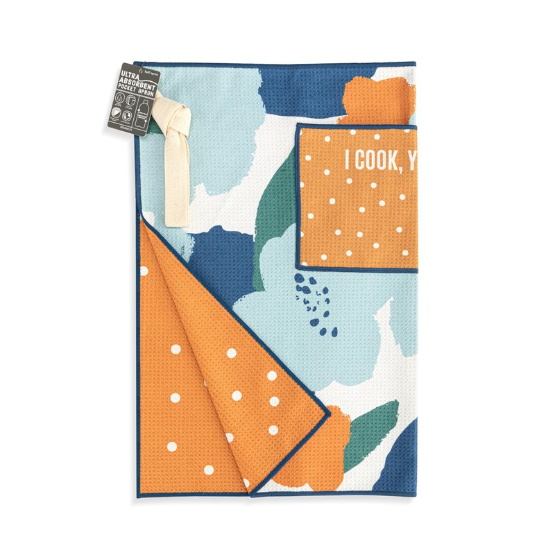 DEMDACO Absorbent Reversible Half Apron With Pocket, 27 x 20