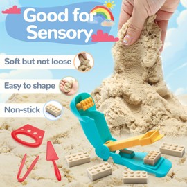 Crelloci House Building Play Sand Toys, House Mold 1.7lbs Magic Sand 4 Tools & Dog Slide Model, Construction Sensory Toy Magnetic Sand Set, Gift for Kids Boys Girls Age 3-8