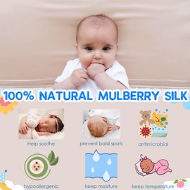 PROMEED 100% Natural Mulberry Silk Crib Sleeve,Premium 23 Momme Natural Silk Bassinet Slip for Baby Hair Loss Prevention Bassinets/Cradles/Cots/Cribs (Champagne)