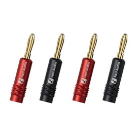 Fosi Audio Banana Plugs 2 Pairs / 4 pcs - Gold Plated Speaker Plugs for Mini HiFi Stereo Audio Receiver Amplifier for Home Bookshelf/Computer/Desktop Passive Speakers