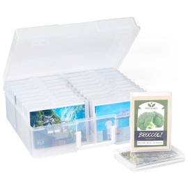 Lifewit Photo Storage Box 4" x 6" Photo Case, 20 Inner Photo Keeper, Clear Photo Boxes Storage, Plastic Photo Organizer for Seed, Cards, Picture, Craft with 1 Sheet Label Sticker