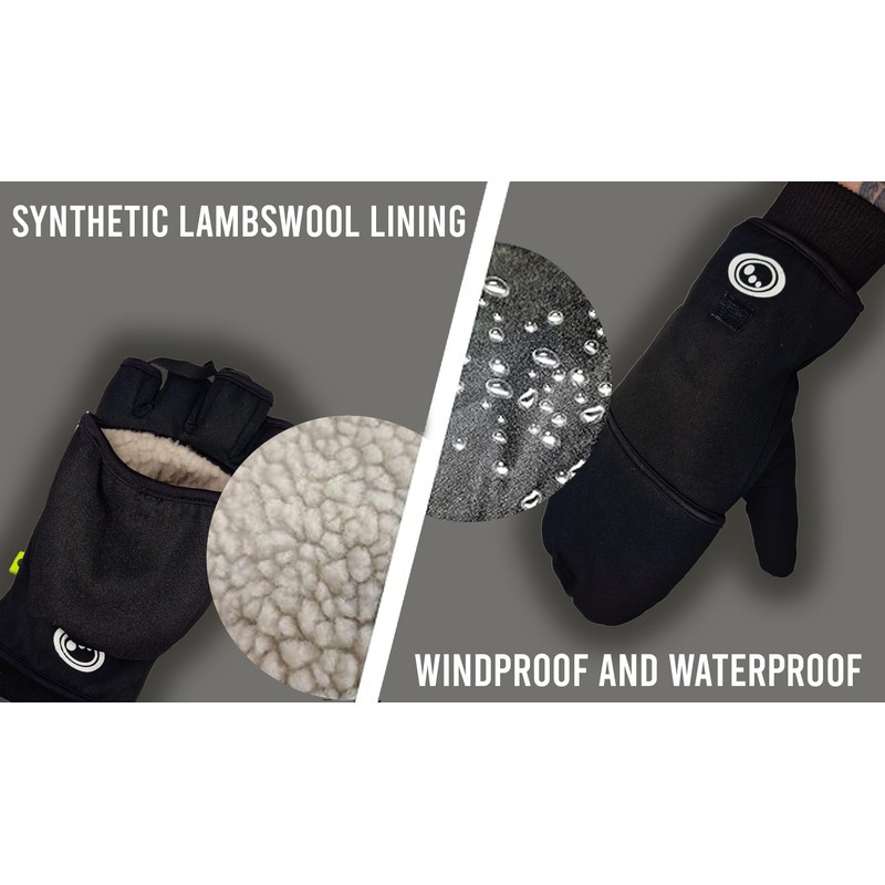 Optimum Dry Wrap Winter Gloves Thermal Warm Half Finger Waterproof