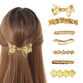 Gold Metal Hair Barrettes for Women, French Hair Clips, Simple Spring Snap Hair Barrettes Large for Thin Hair Ponytail Accessories
