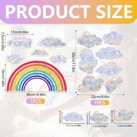 Prisma Window Stickers for Windows and Doors - Rainbow Foil Static Cling Easy to Apply Eco-Friendly No Residue - Ideal for Living Rooms and Offices - Set of 2 Stickers