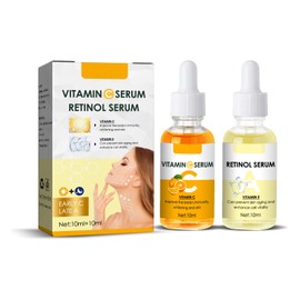 Tages- & Nachtpflege Set mit Vitamin C + Retinol, Anti-Aging Serum für strahlende Haut, Feuchtigkeitsspendende Serum-Kombination, Reduziert Falten & Pigmentflecken, Für alle Hauttypen