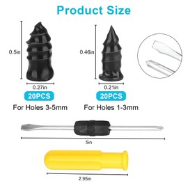 Linkstyle 40PCS Tyre Repair Rubber Nails, Car Tyre Puncture Repair Rubber Screws with Screwdriver for Auto Car Bike Motorcycle (20 S & 20 L)