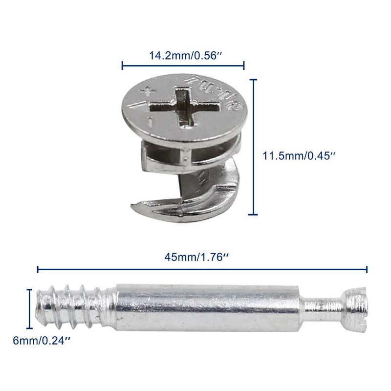 Luomorgo Furniture Cabinet Fixing Screw Locking Bolt Fitting 30pcs