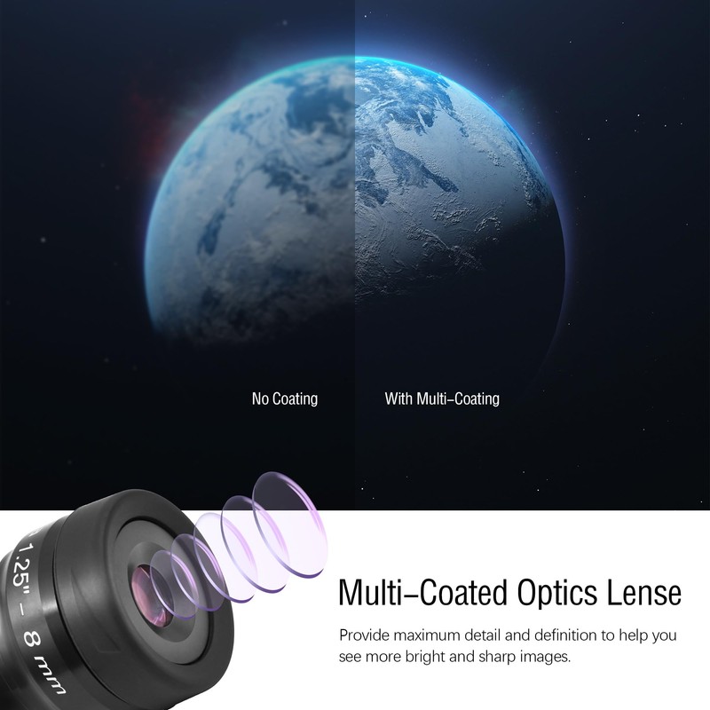 Astromania 1.25" 8mm premium flat field eyepieces - a flat