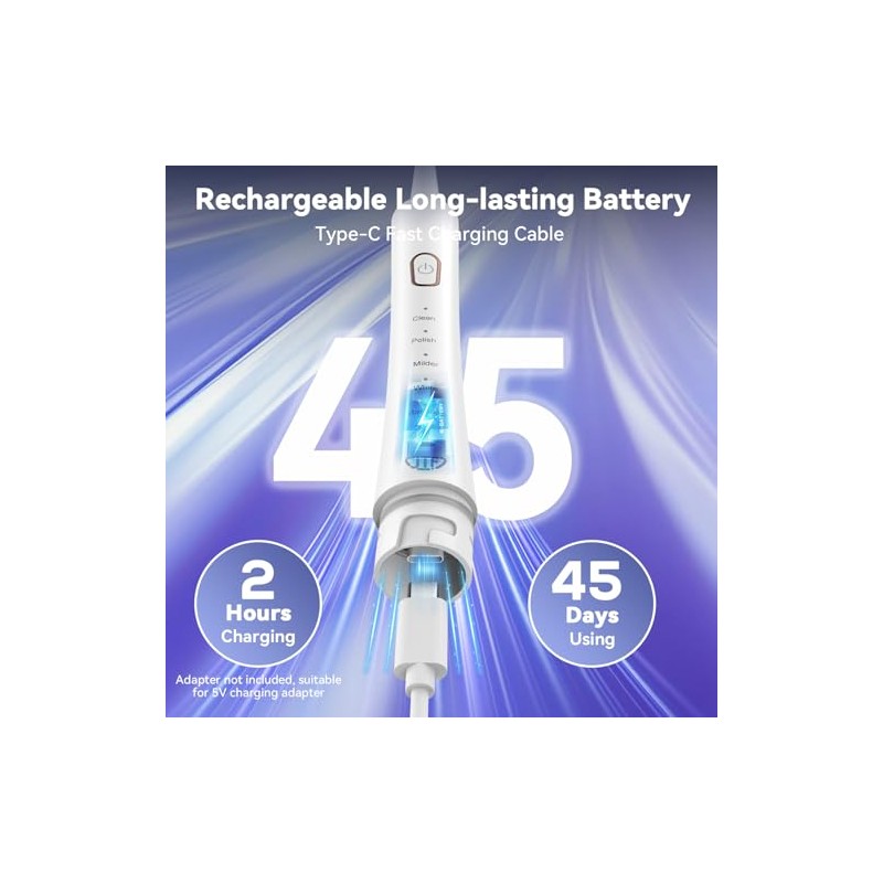 JTF Orthodontic Electric Toothbrush for Braces with 6 U-Shaped Brush