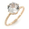 Avalaya Delicate Clear Round-Cut Crystal Solitaire Ring In Gold Plating