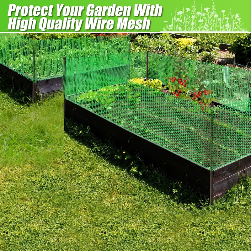 Sumloty Garden Fence Green Plastic Mesh- 16in x 40ft Plastic