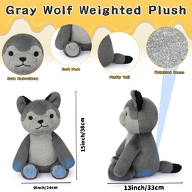 KOPHINYE Wolf Weighted Stuffed Animals，17inch Wolf Stuffed Animal Plush Cute Wolf Weighted Plush for Kids, Soft Wolf Plush Toy for Kids, Boys, Girls Birthday