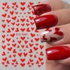 Valentine's Day Nail Art Stickers with Red Heart Design Valentine's