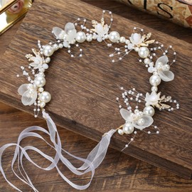 Brateuanoii Pearl Hair Accessories for the Bride, Headband Girls Pearl Hair Accessories, Diamond Jewellery Hair Accessories, Suitable for Women, Girls, Brides, Bridesmaids, Hair Accessories for Flower