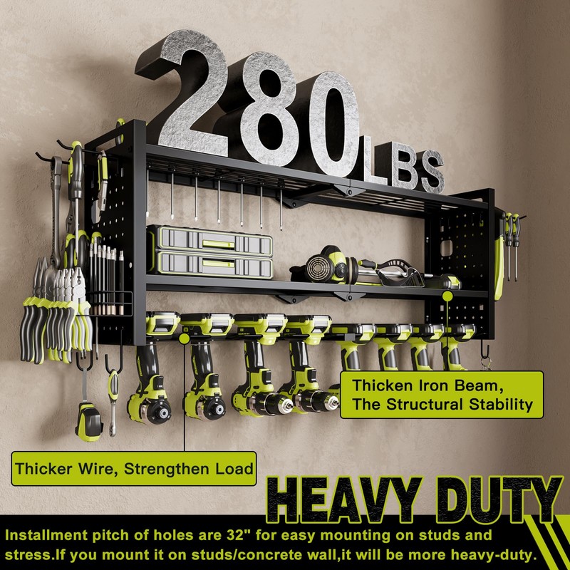 NattyDot Power Tool Organizer Wall Mount,Cordless Drill Hanger Storage Rack