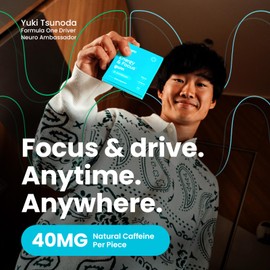 Neuro Energy & Focus Gum - 40mg Natural Caffeine Gum & Nootropic Energy Supplement with L-Theanine & B Vitamins - Sugar Free, Vegan - Peppermint, 54ct