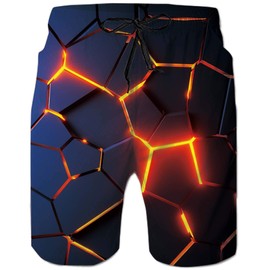 ALISISTER Men's Swimming Trunks Summer Swimming Shorts 3D Print Quick Drying Hawaii Surf Swimming Trunks Sports Shorts, D1-geometry, xl