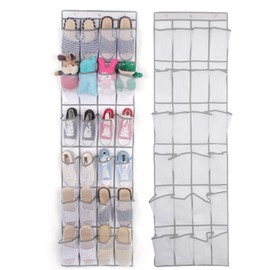 Shoes Hanging Door 24 Pockets Shoe Rack Door Visible Fleece Fabric Door Shoe Organiser with Hooks for Shoes Socks Toys Beauty Accessories