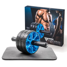 Pump Bros Premium Abdominal Roller with Knee Mat, Abdominal Trainer Scooter, Abdominal Trainer, Ab Roller, Six Pack Trainer, Ab Wheel, Abdominal Training Device, Abdominal Muscle Training