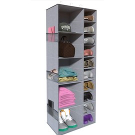 coastal rose Hanging Shoe Closet Storage Organizer, 15 Sections Closet Organizers and Storage Shelves Shoe Rack Holder Hanger, Grey