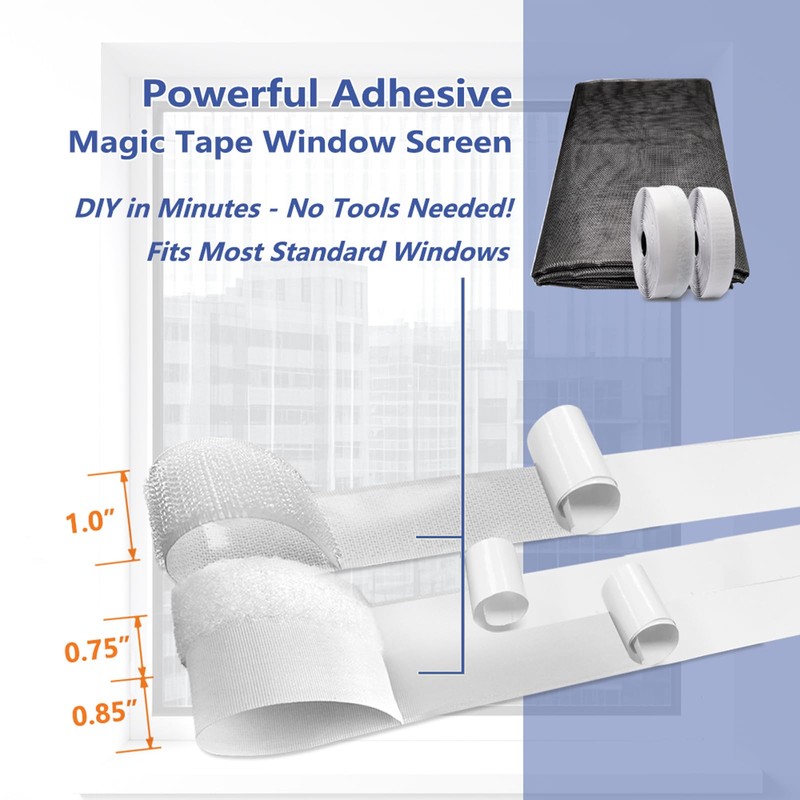 DIY Window Screen Hook and Loop Adhesive Edging Tape and