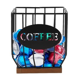 Coffee Pads Storage K-Cup and Coffee Shelf Organiser with Large Capacity, Storage Basket for Coffee Pods or Instant Coffee, Storage Cup, Original Capsule Coffee Filter, 16 x 12 x 17 cm