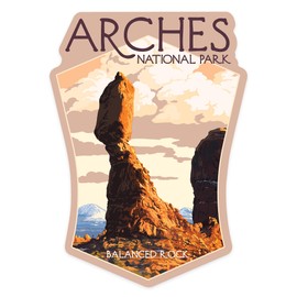 Die Cut Sticker Arches National Park, Utah, Balanced Rock, Contour Vinyl Sticker 1 to 3 inches (Waterproof Decal for Cars, Water Bottles, Laptops, Coolers), Small
