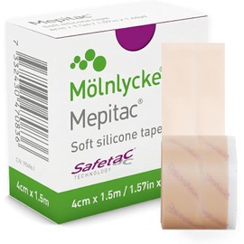 Mepitac 4 cm x 1.5 m Cinta De Silicona Para Cicatrices Tecnología Safetac® Cinta Adhesiva Suave Reposicionable Permeable y Flexible Caja con 1 Pieza