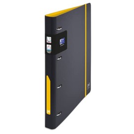 OXFORD European Binder for Students A4 30 mm Spine 4 D-Rings Expanded Polypropylene Cover Two-Tone Black/Yellow