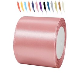 Dusky Pink 75 mm Satin Ribbon 23 Metres, Polyester Ribbon, Beautify Your Crafts and Celebrations, Ideal for Gift Wrapping, Decorations, Wedding Car Ribbon, Ribbons for Crafts