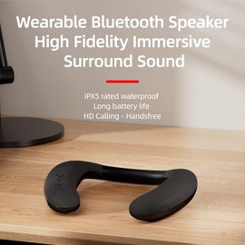 Neck Speaker, Neckband Bluetooth Speakers Wireless, Portable Bluetooth Speaker with 12H Playtime, True 3D Stereo Sound, Built in Mic, Waterproof for Home Outdoor (Equipped with receiver)