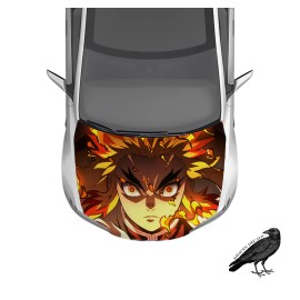 Anime Hood Wrap Rengoku Demon Slayer V3 Weatherproof Car Decal 50" X 65"