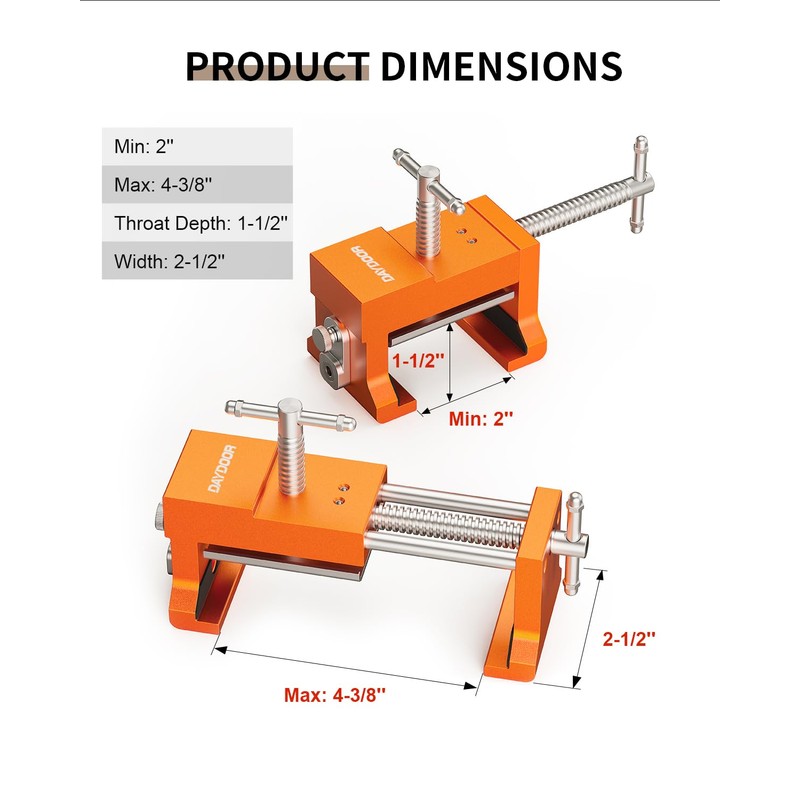 DAYDOOR Professional Cabinet Clamps 4 Pack, Heavy-Duty Cast Steel, Integrated